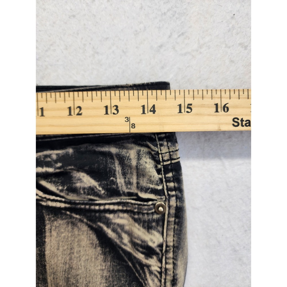 Tripp NYC Acid Wash Skinny Jeans Skull Hardware Bleach Effect Grey Black 7 - Picture 11 of 11